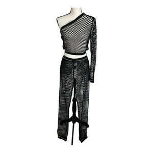 Hot & Delicious‎ Women's Cover Up Set Black Pants And One shoulder Top Size L